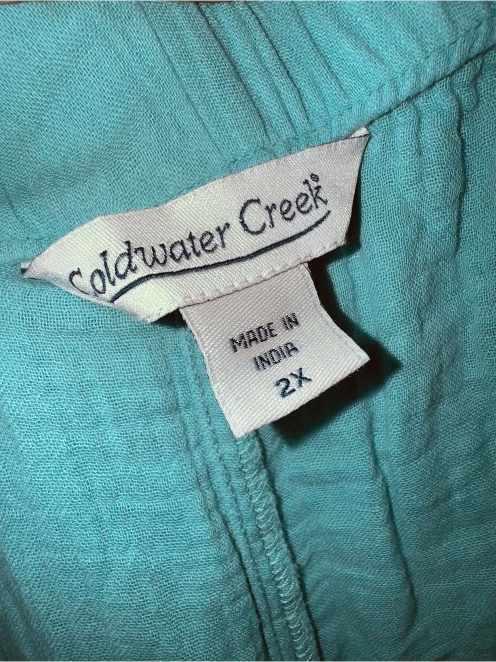 Coldwater Creek Turquoise Mint Green Wide-Leg Elastic-Waist Cotton Gauze Pants